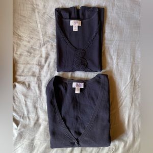 Ann Taylor navy cardigan sweater set